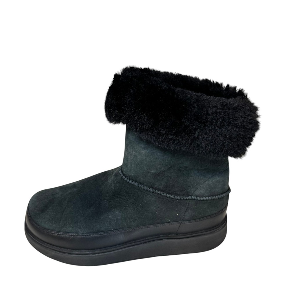 FITFLOP Women's GEN-FF Short Double-Faced All Black Shearling Boots size 10 NEW